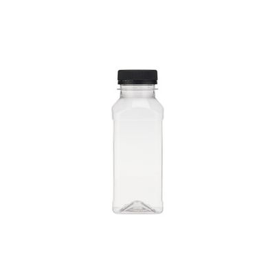 Plastic Square Bottle 250ml + Black Cap
