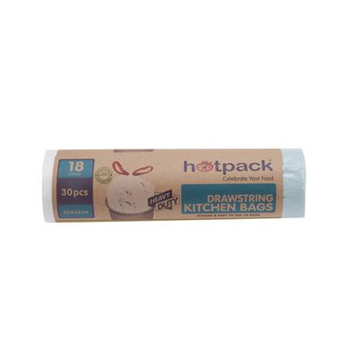 Drawstring Kitchen Bag White Roll 55X65 Cm - 18 Gallon
