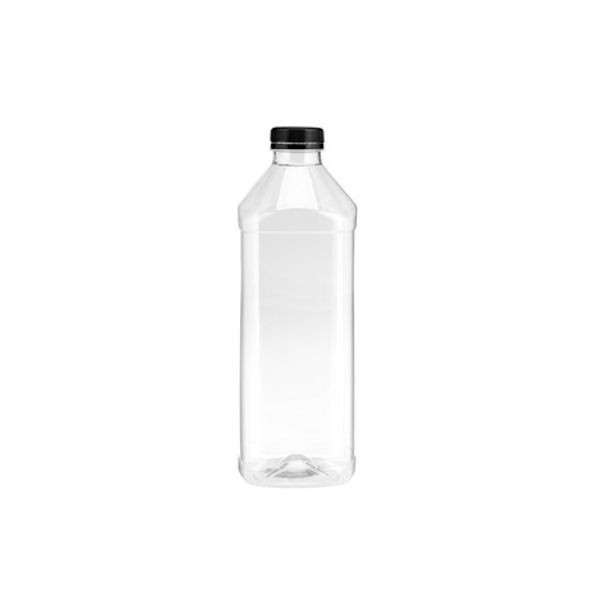 Plastic Square Bottle 1500ml + Black Cap