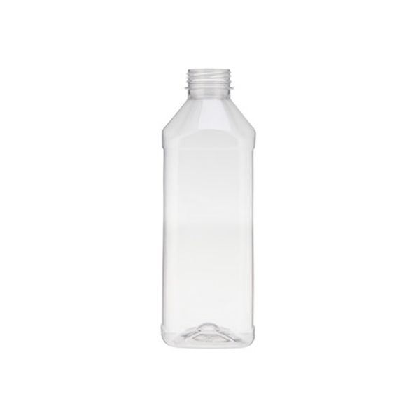 Plastic Square Bottle 1000ml + Black Cap