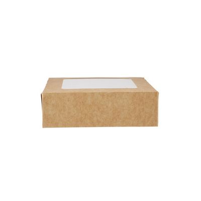 Kraft Square Salad Box+Window 125X125MM