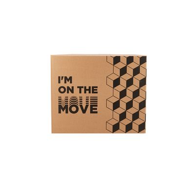 Corrugated Cardboard Carton Box - IM ON THE MOVE - 480 X 400 X 390MM - 5 Ply Brown - BC Flute