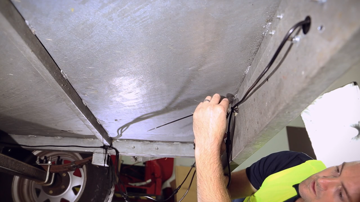 secure the wiring under the trailer