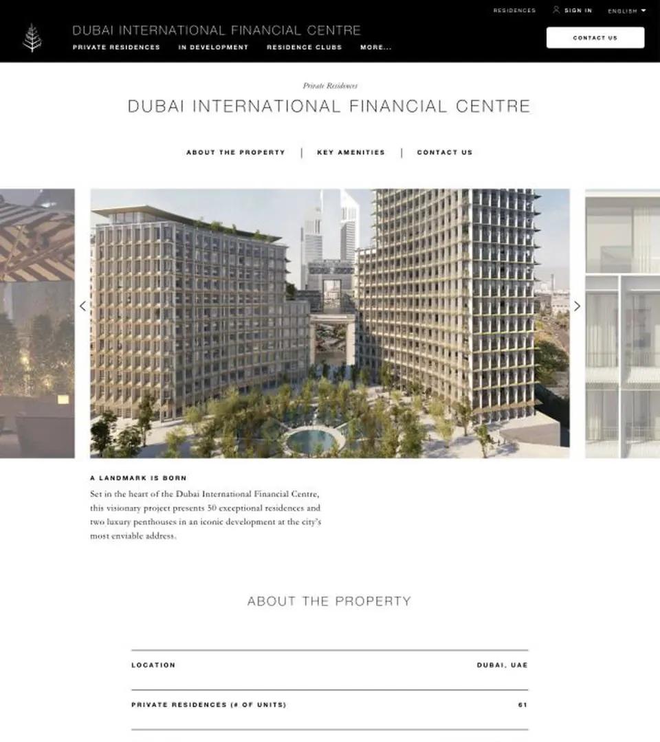 Four Seasons DIFC page text: 50 exceptional residences and two luxury penthouses