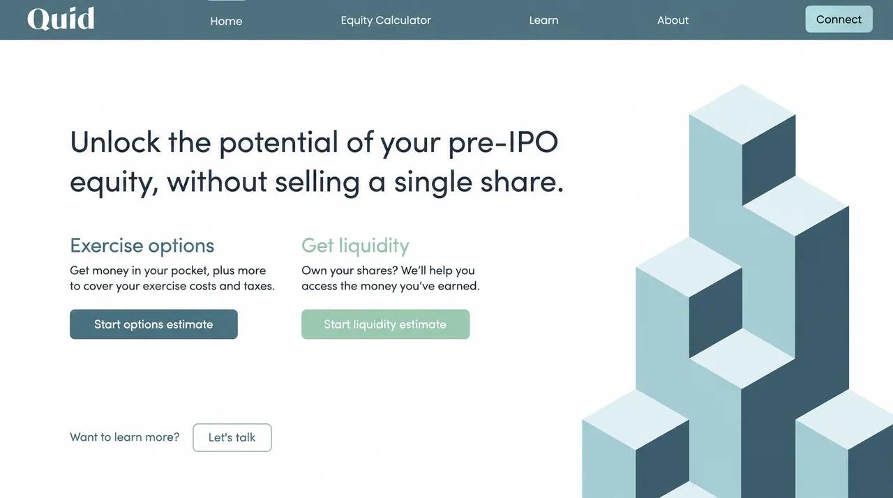 Quid website, first screen