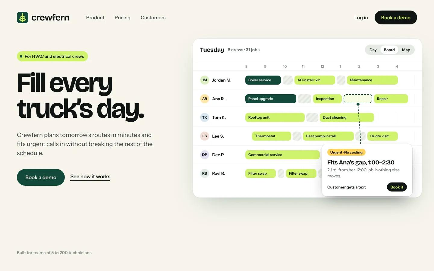 Crewfern concept website first screen in the same identity
