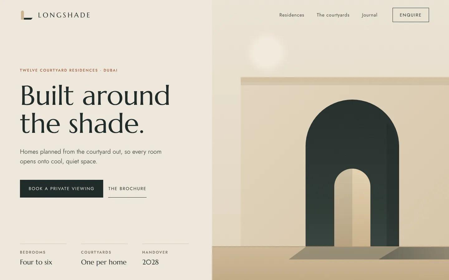 Longshade concept website first screen in the same identity