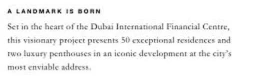 Four Seasons DIFC page text: 50 exceptional residences and two luxury penthouses