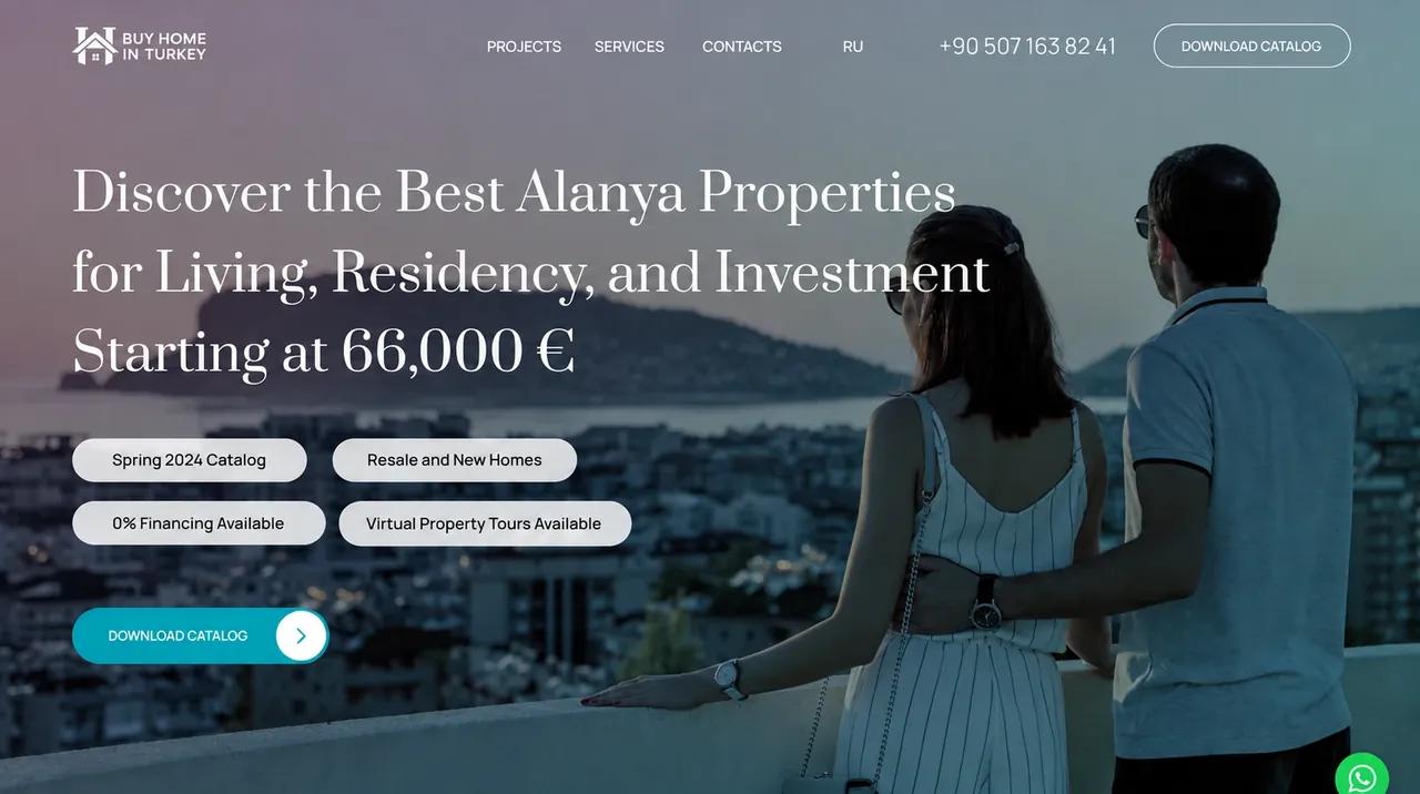 Buy Home in Turkey website, first screen