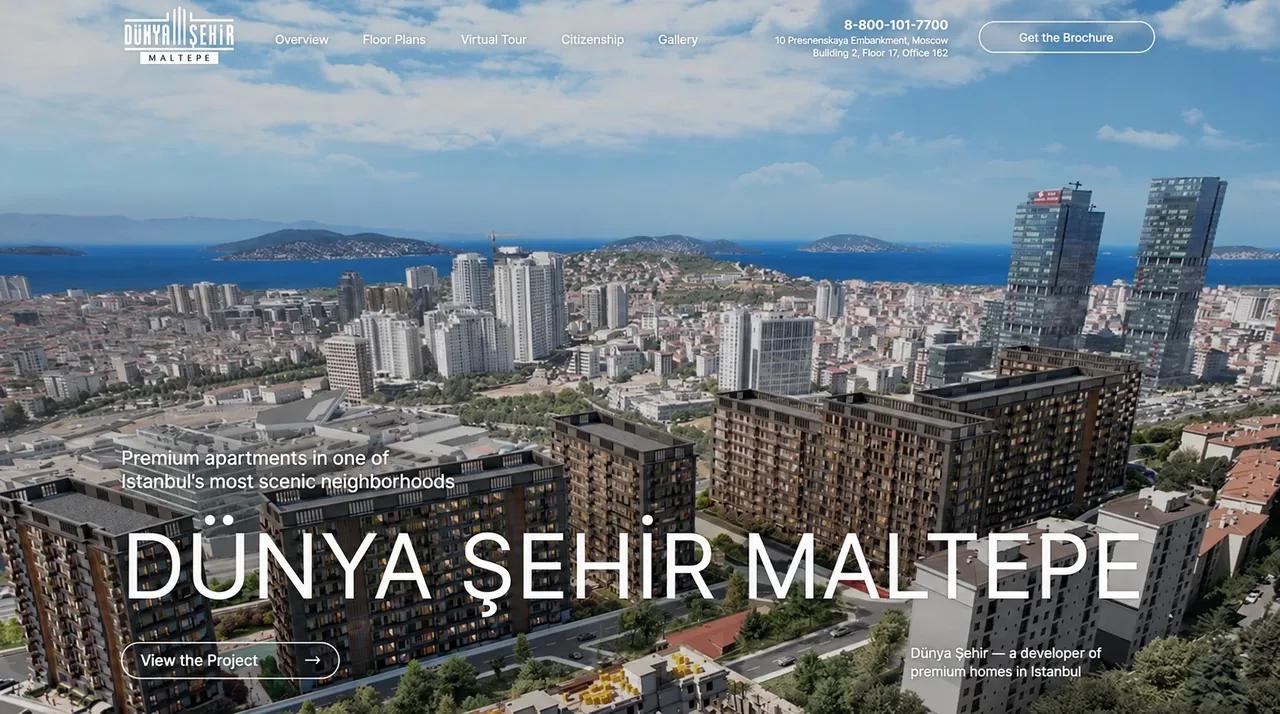 Dünya Şehir website, first screen