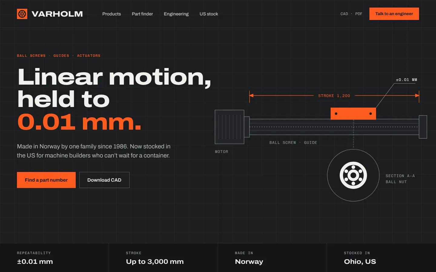 Varholm concept website first screen in the same identity
