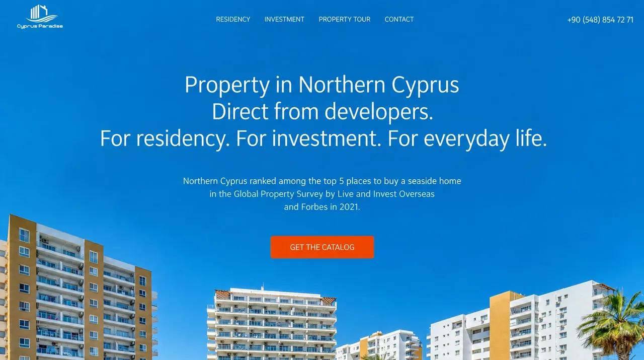 Cyprus Paradise website, first screen