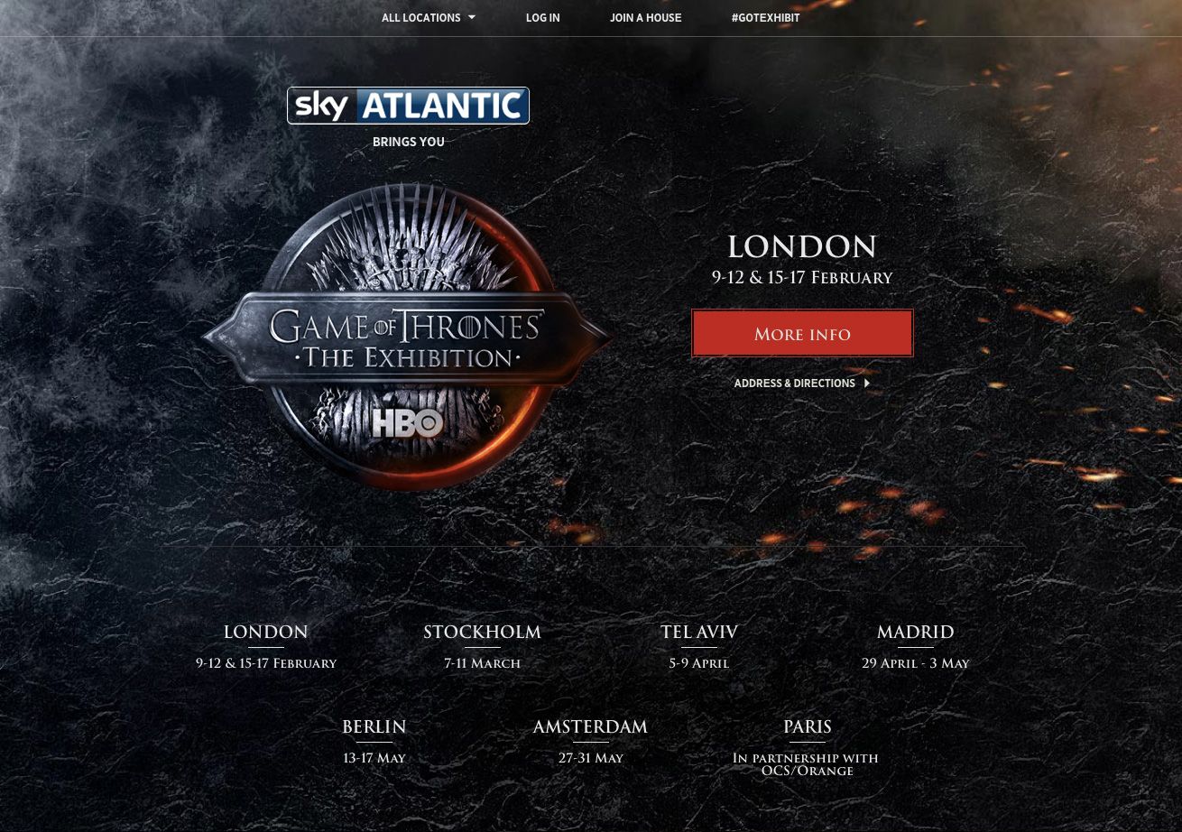 Sample image from Game of Thrones: The Exhibition project