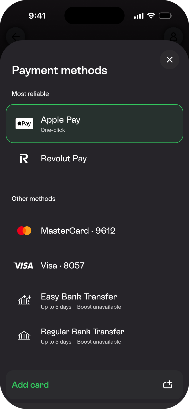 Payment methods
