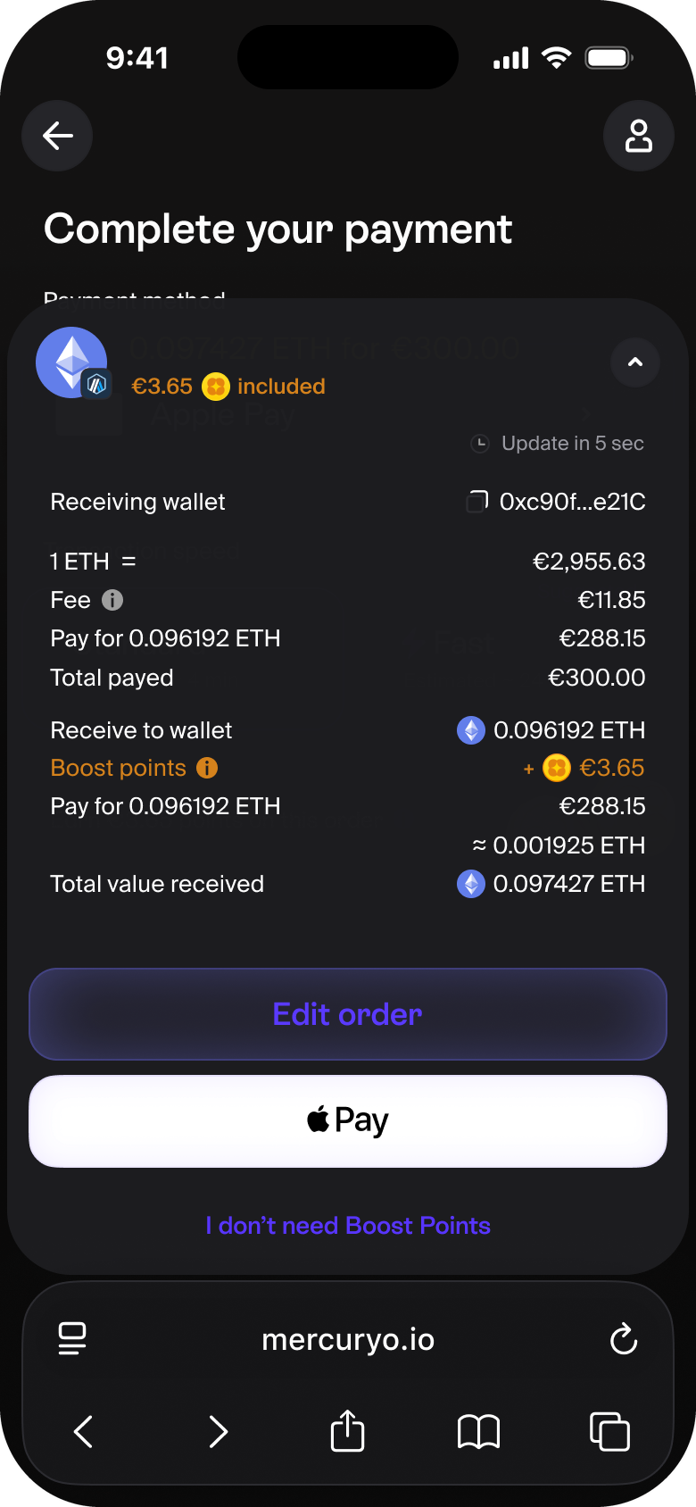 Payment detail