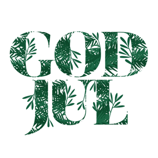 Illustration text God jul med granris