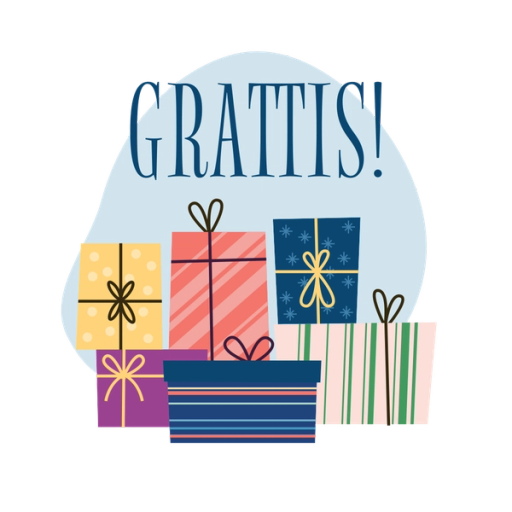 Illustration flera paket mot blå bakgrund