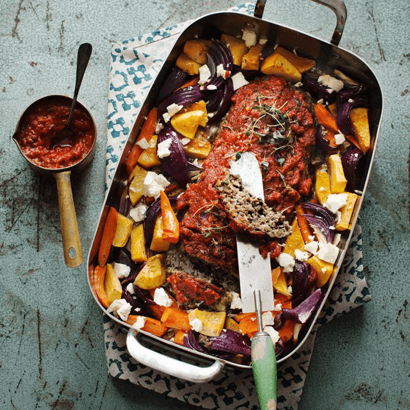 Köttfärslimpa med linser och tomatsås