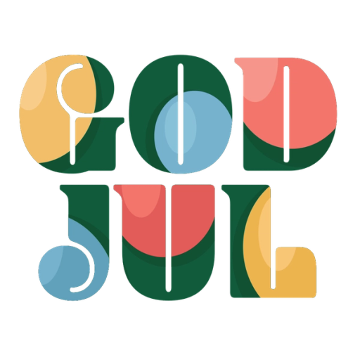 Illustration God jul som text i färg