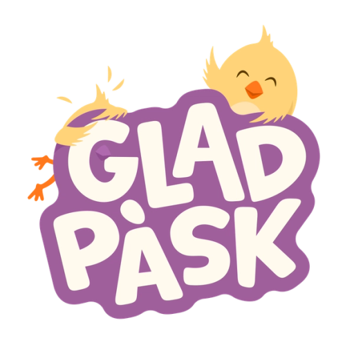 Illustration kycklingar och text glad påsk