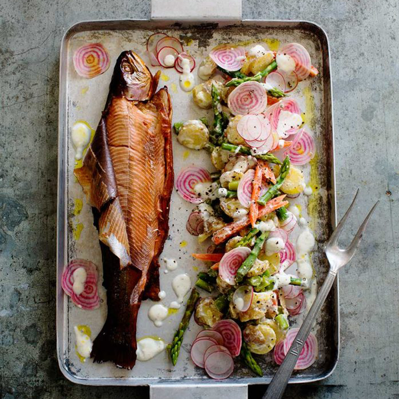 Krämig primörsallad med senapsdressing