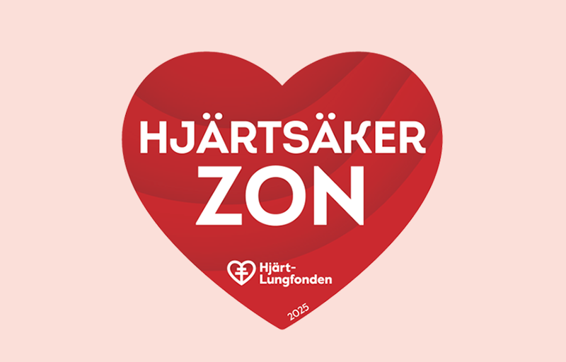 Logga Hjärtsäker zon på rosa bakgrund