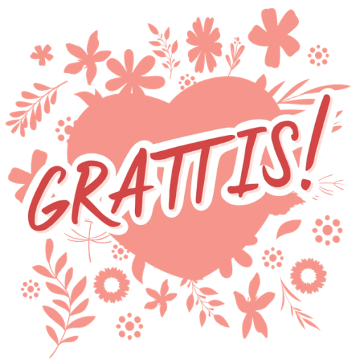 Illustration floral hjärta med text grattis!