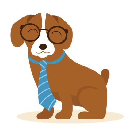 Illustration hund med glasögon