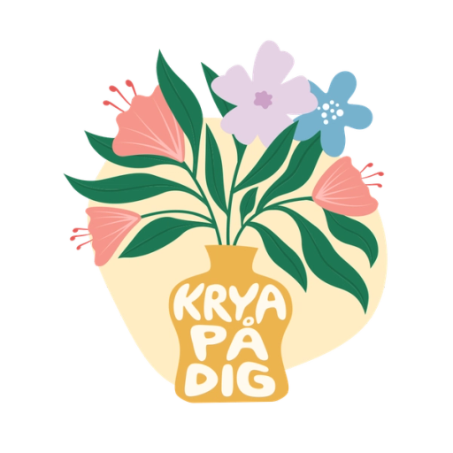 Illustration blomvas med text krya på dig