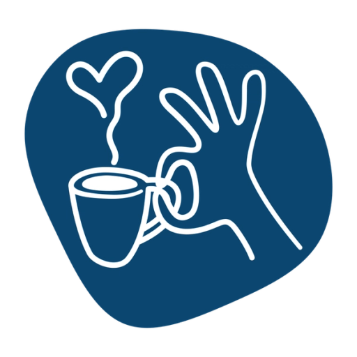 Illustration hand som håller en kaffekopp