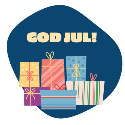 Illustration Paket och text God jul