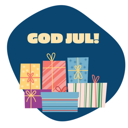 Illustration Paket och text God jul