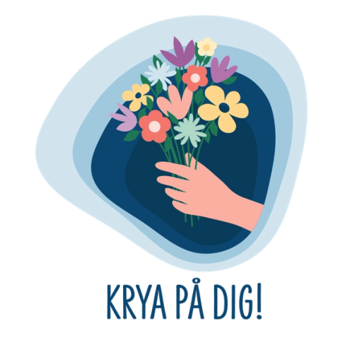 Illustation hand håller en bukett med text krya på dig