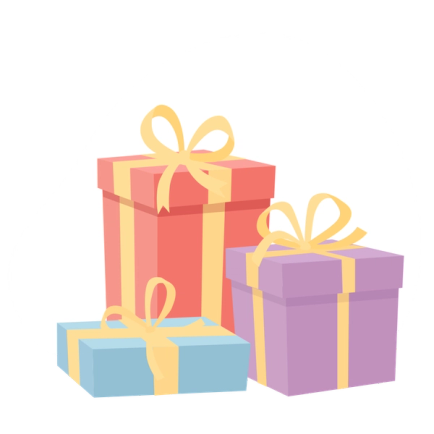 Illustration paket med ordet grattis