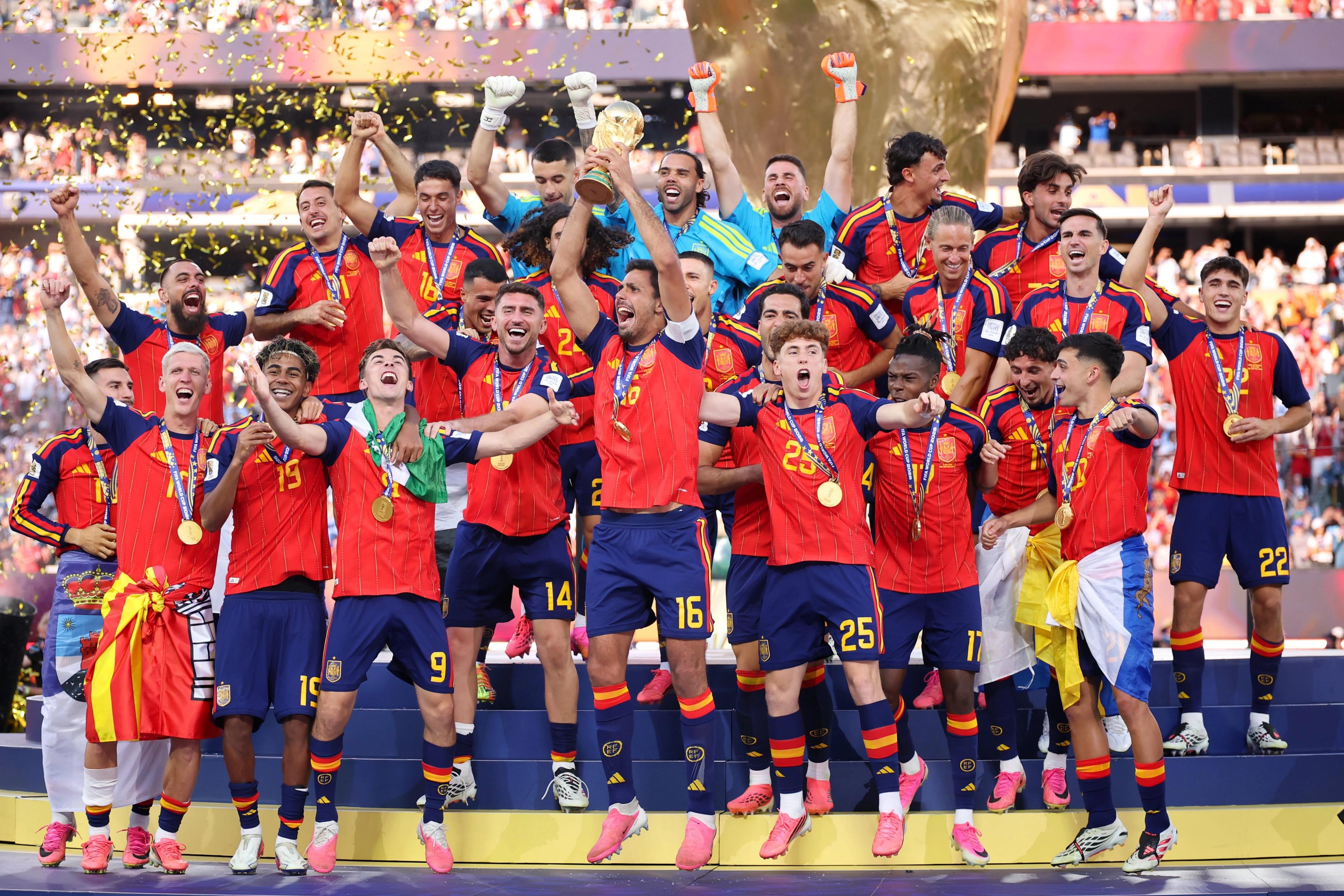 Football World champions Spain lift the cup