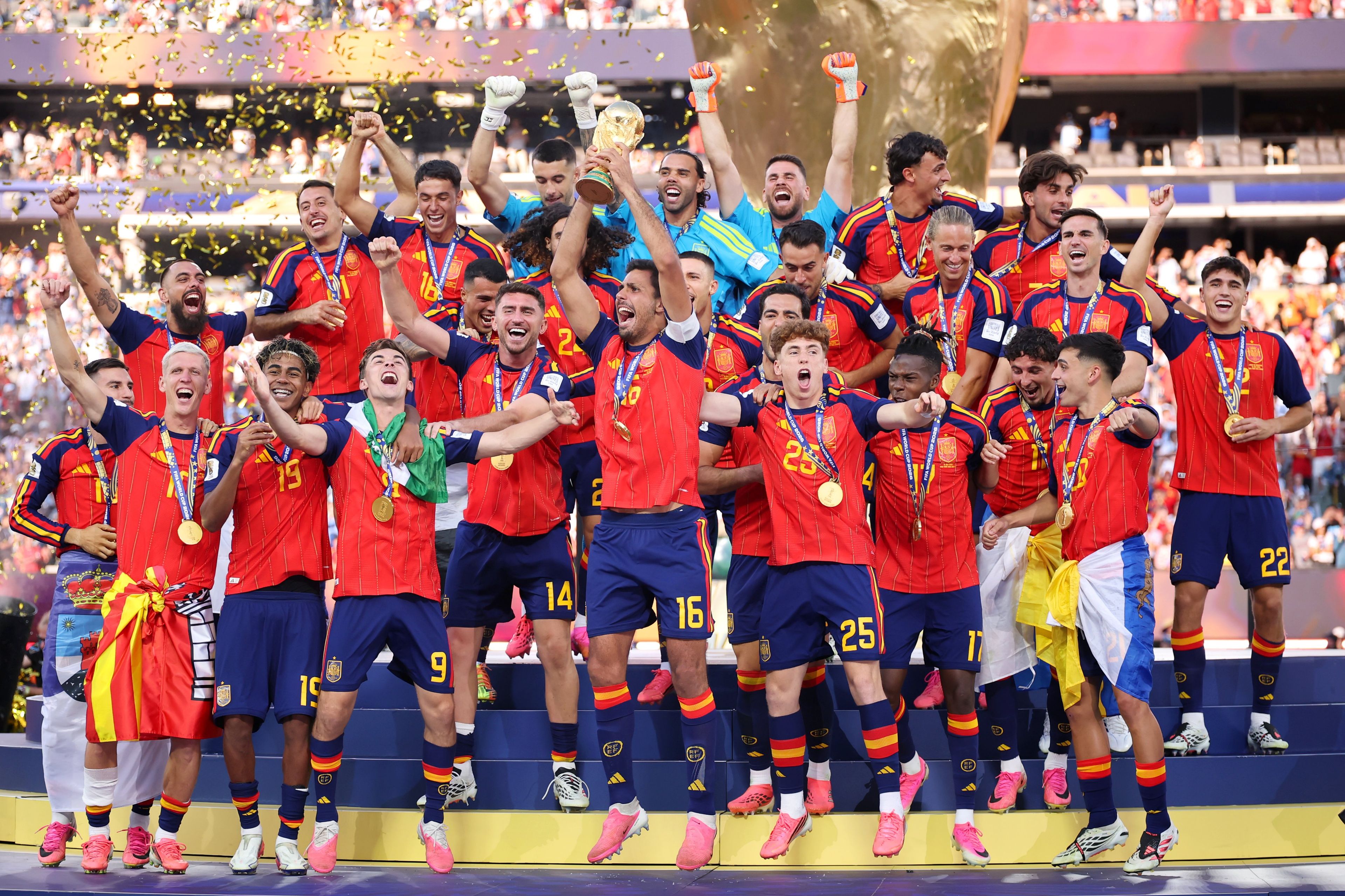 Football World champions Spain lift the cup