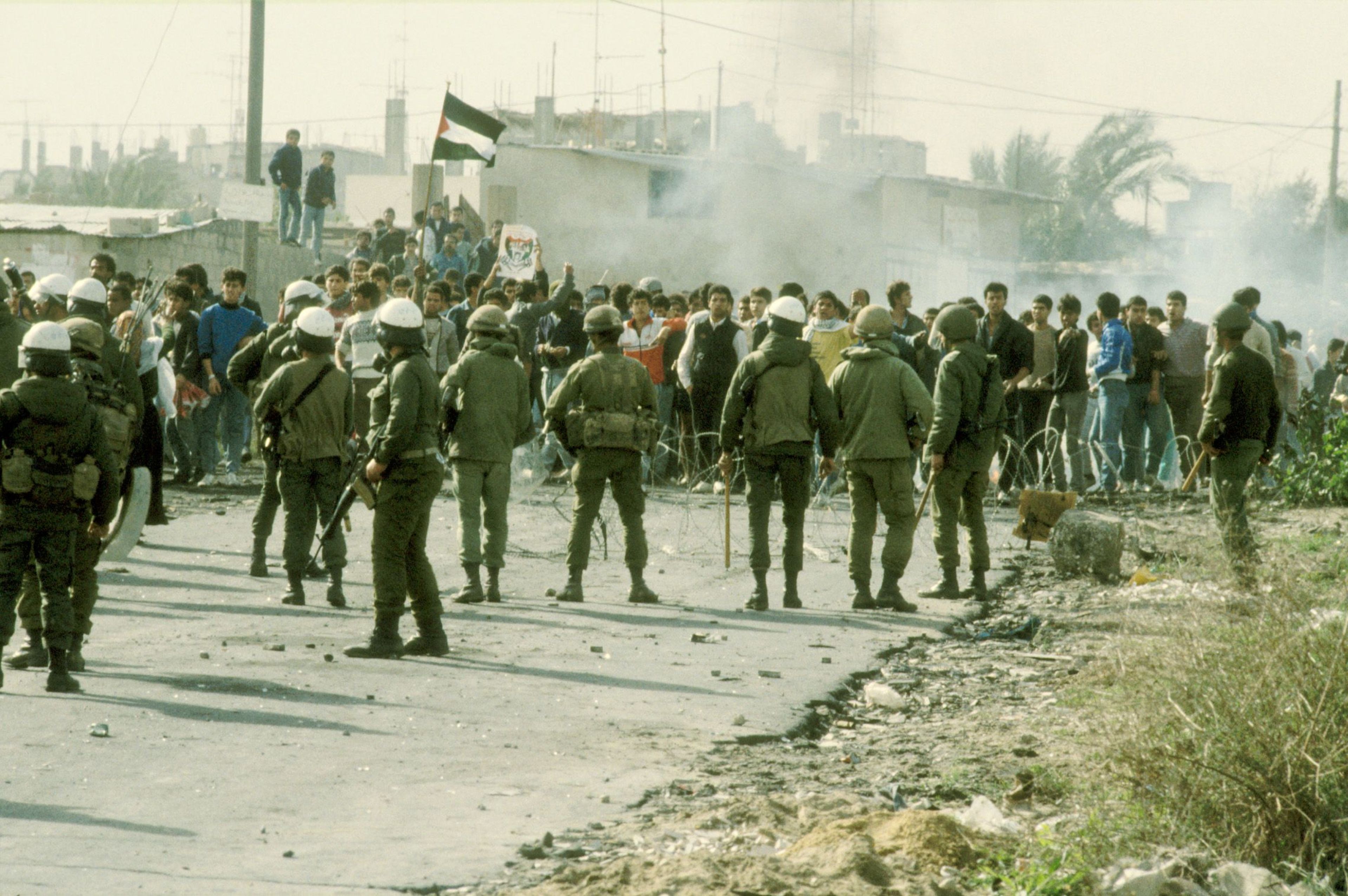 Demonstration in the Israeli-occupied Gaza Strip during the First Intifada, December 21, 1987. Photo: Dan Hadani collection, National Library of Israel/CC BY 4.0