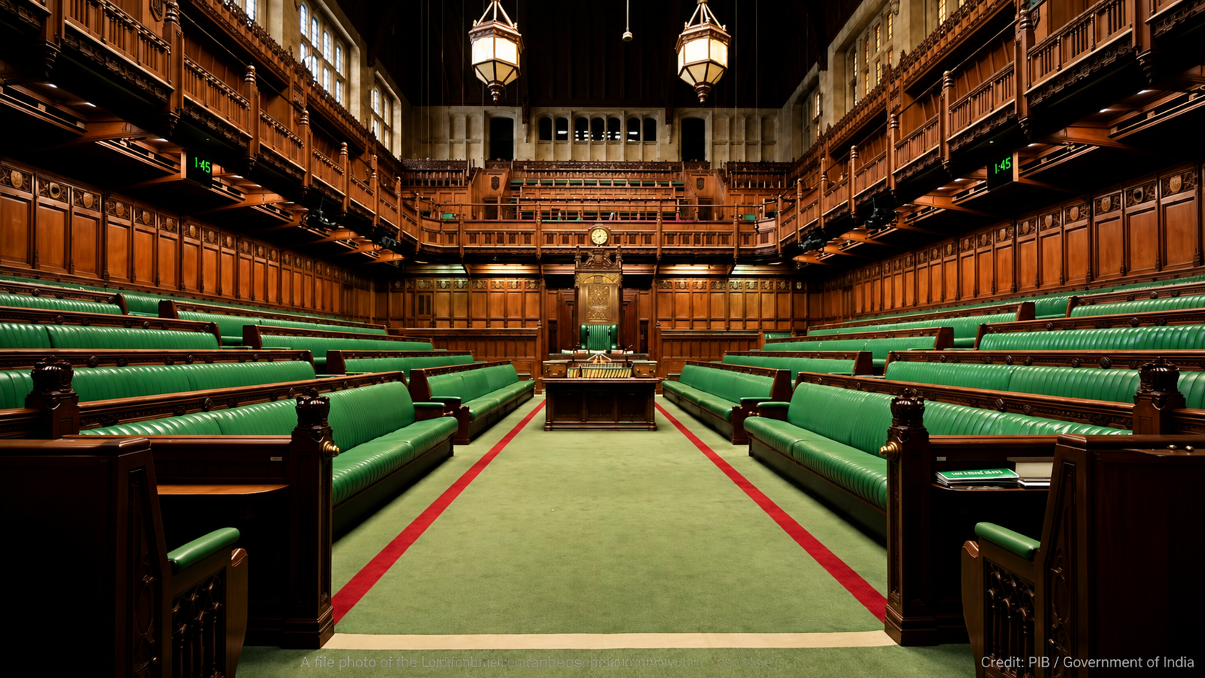 The House of Commons chamber at the Palace of Westminster in London. The UK Parliament reserves dedicated time for Opposition parties to debate issues and challenge the government. Photo: UK Parliament