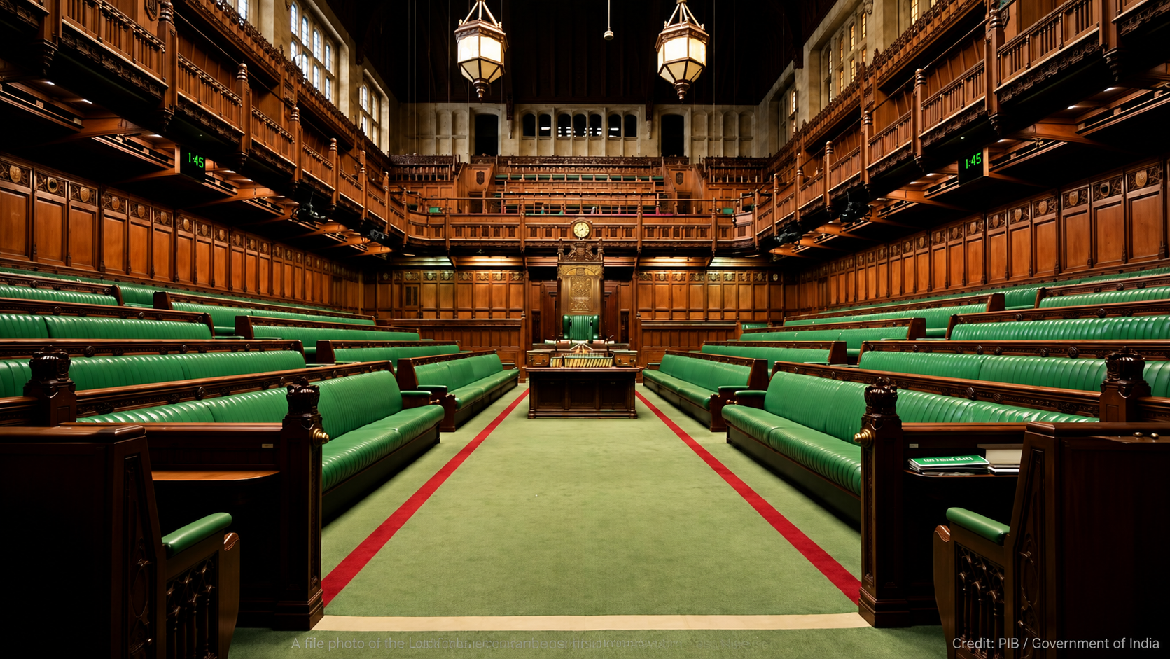 The House of Commons chamber at the Palace of Westminster in London. The UK Parliament reserves dedicated time for Opposition parties to debate issues and challenge the government. Photo: UK Parliament