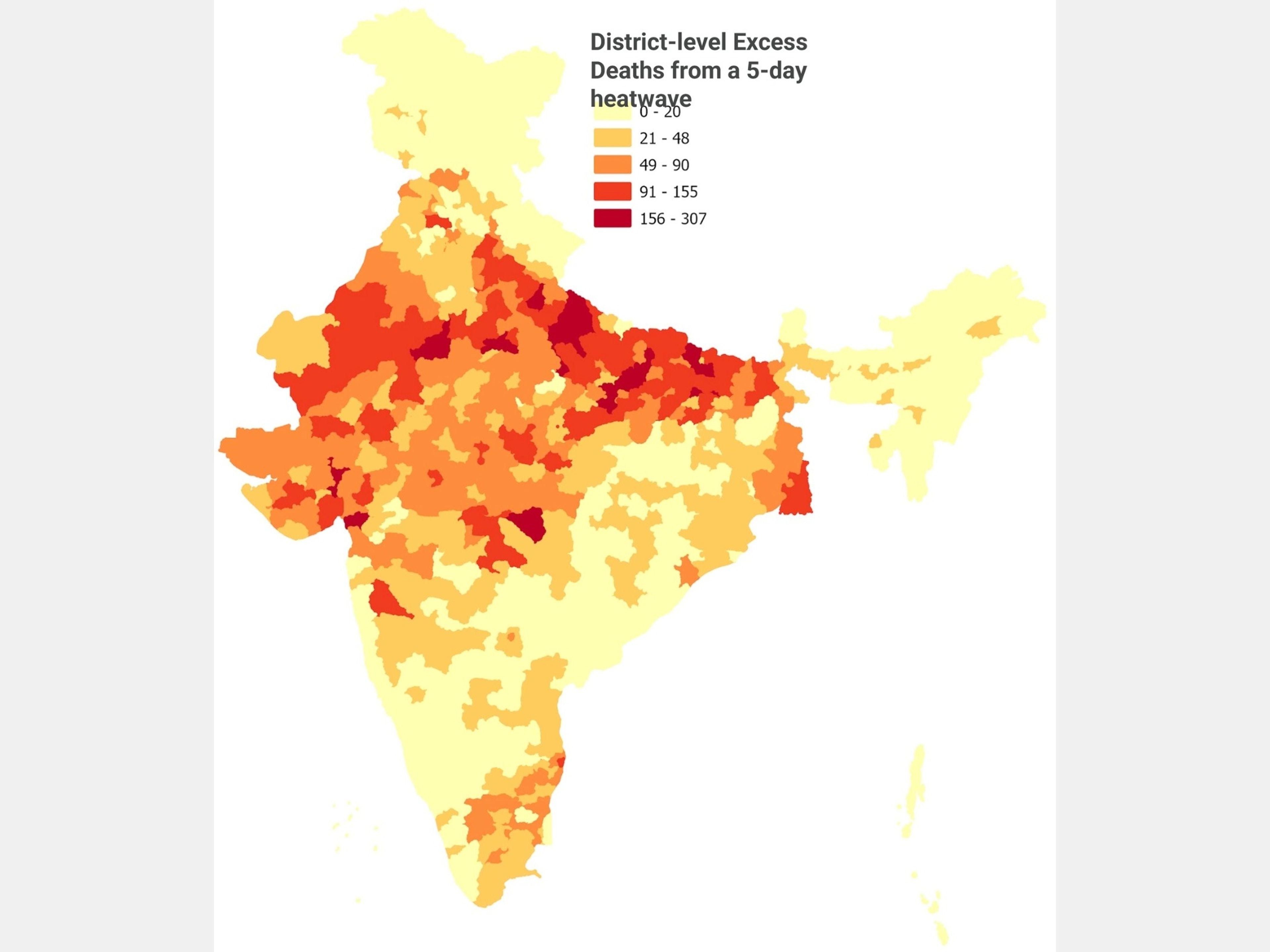 The University of California, Berkeley study pointed at an alarming death toll owing to the extreme heatwave in India. Here, a region-wise break of the mean deaths as shown by the story.