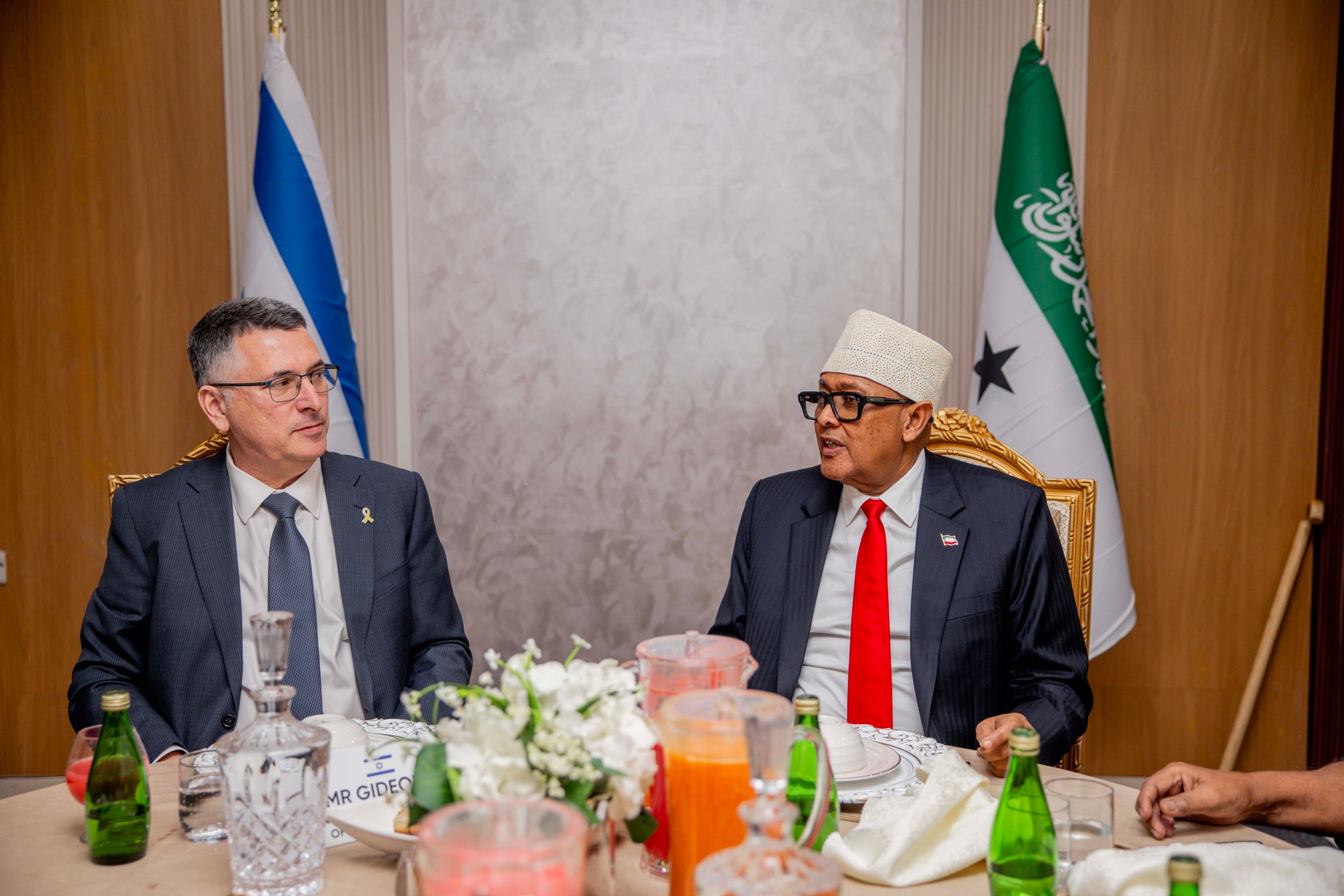 Abdirahman Mohamed Abdullah, President of Somaliland, with Israeli Foreign Minister Gideon Sa'ar in Hargeisa on January 6, 2026.