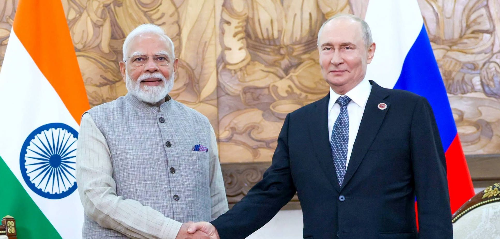 Indian Prime Minister Narendra Modi and Russian President Vladimir Putin shake hands at a past summit, as the two countries have developed alternative payment systems to keep trade flowing despite Western sanctions since 2022. Photo: Prime Minister’s Office, Government of India