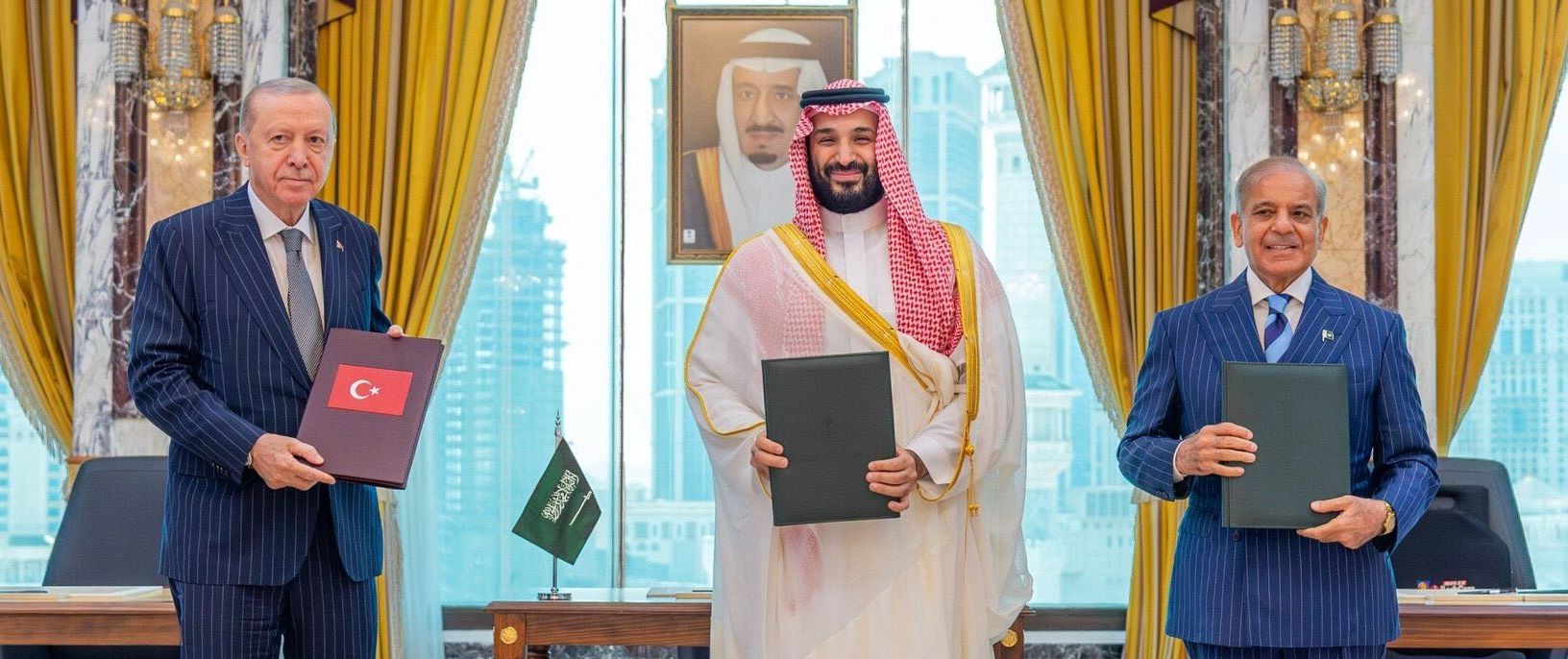 Saudi Crown Prince Mohammed bin Salman, Turkiye President Recep Tayyip Erdogan and Pakistan PM Shehbaz Sharif