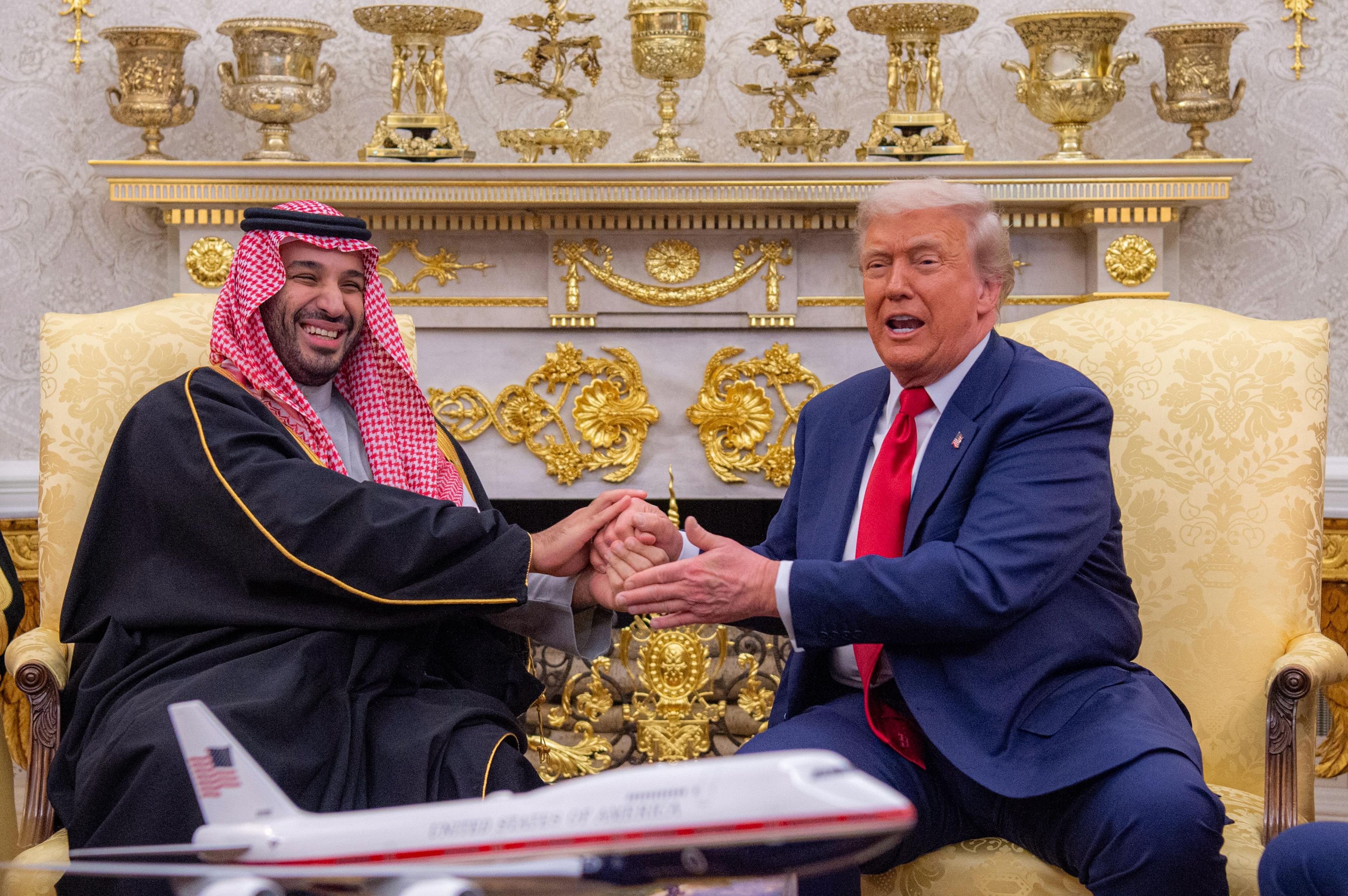 US President Donald Trump and Saudi Crown Prince Mohammad Bin Salman in a meeting at the White House in 2025.