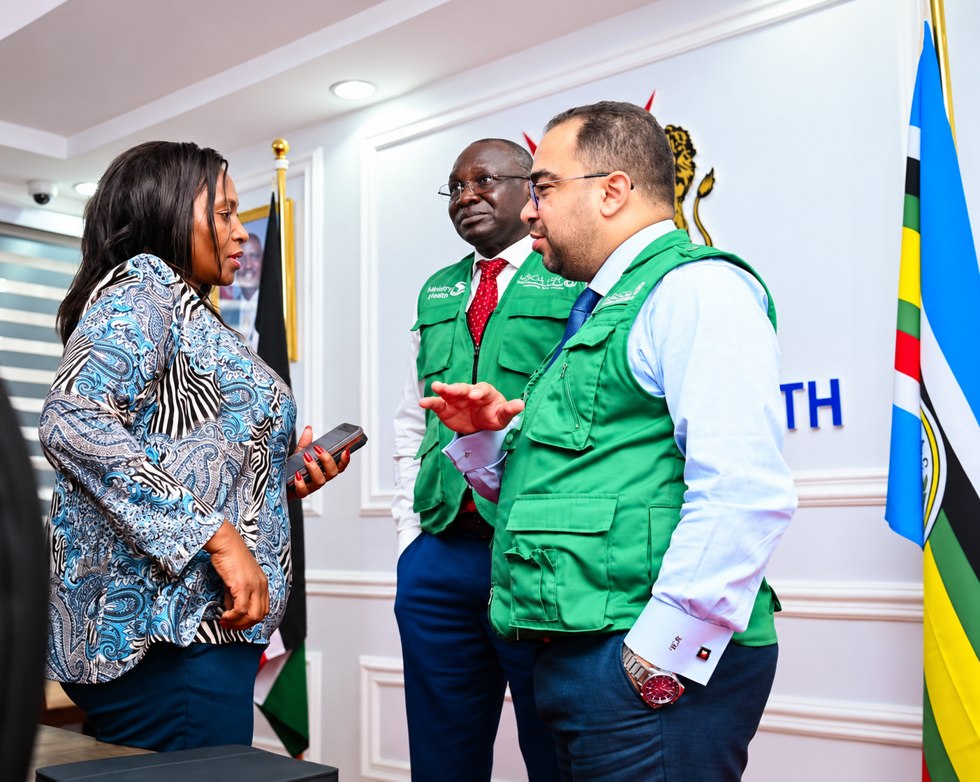 Africa CDC Head of Emergency Response Team Dr Wessam Mankoula (right) with Kenya's Public Health and Professional Standards PS Mary Muthoni during an inspection of Jomo Kenyatta Airport on October 7, 2026. Photo: Henry Owino