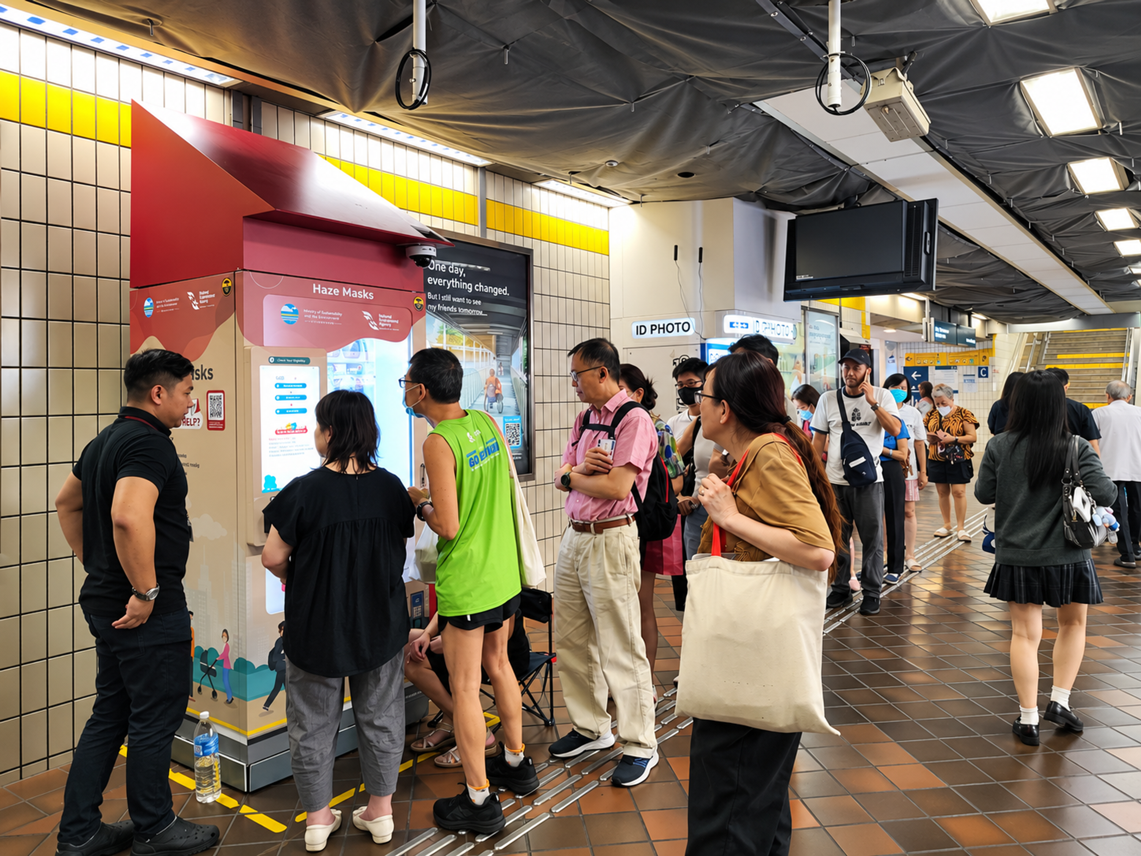 People queue for masks to protect themselves from the haze at Toa Payoh MRT station on October 16. Photo: Wikimedia Commons/ZKang123