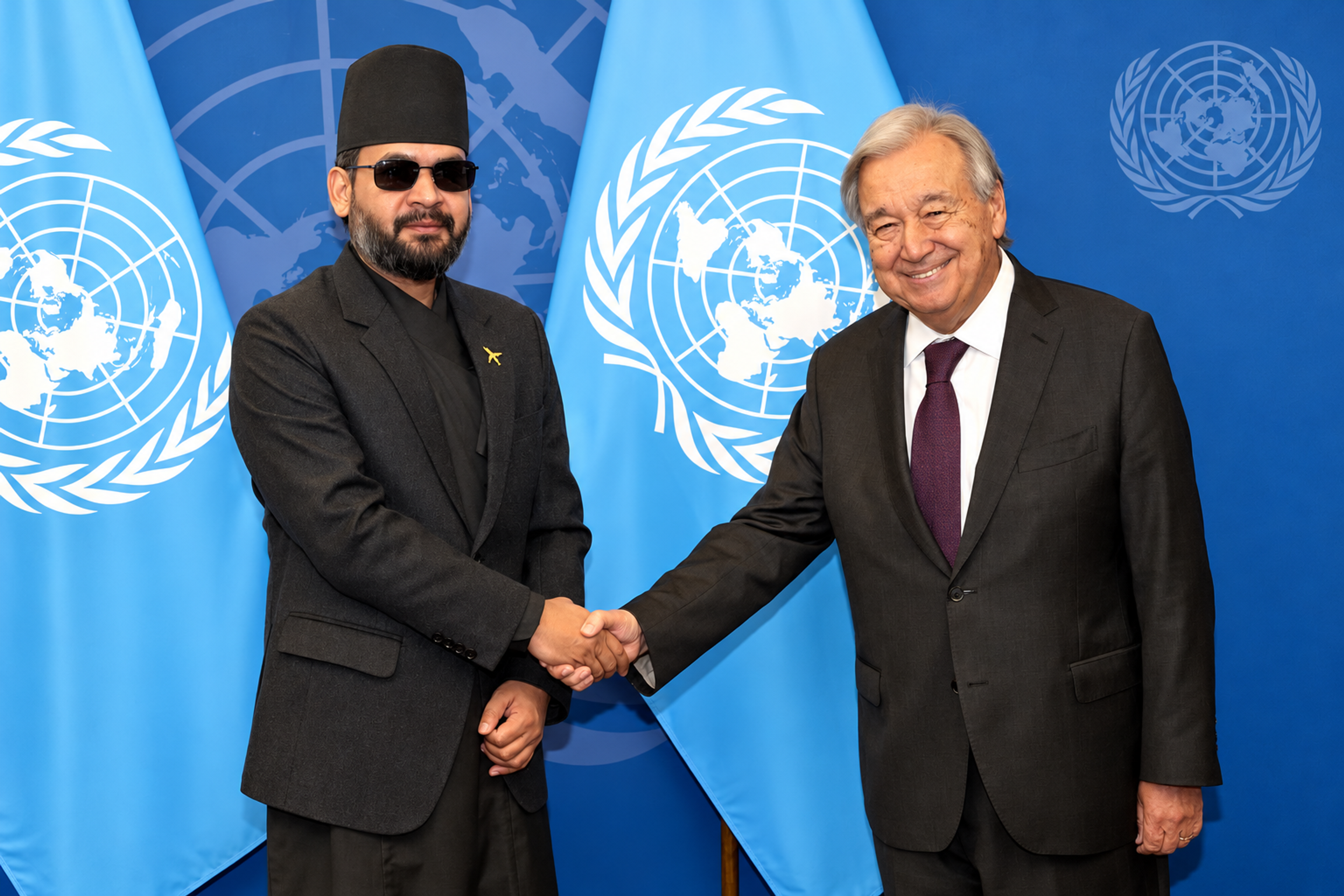Nepal Prime Minister Balendra Shah with UN Secretary General António Guterres during 81st UN General Assembly on September 24 in New York. Photo: United Nations.