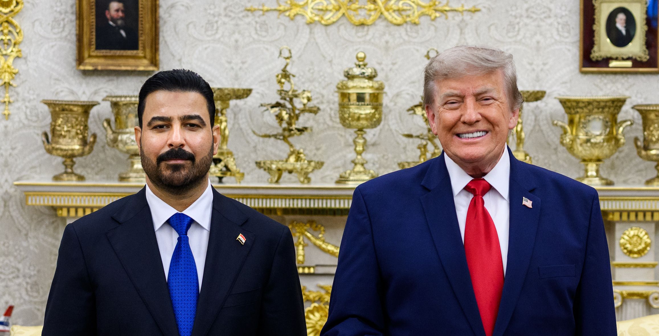 US President Donald Trump with Iraq PM Ali al-Zaidi