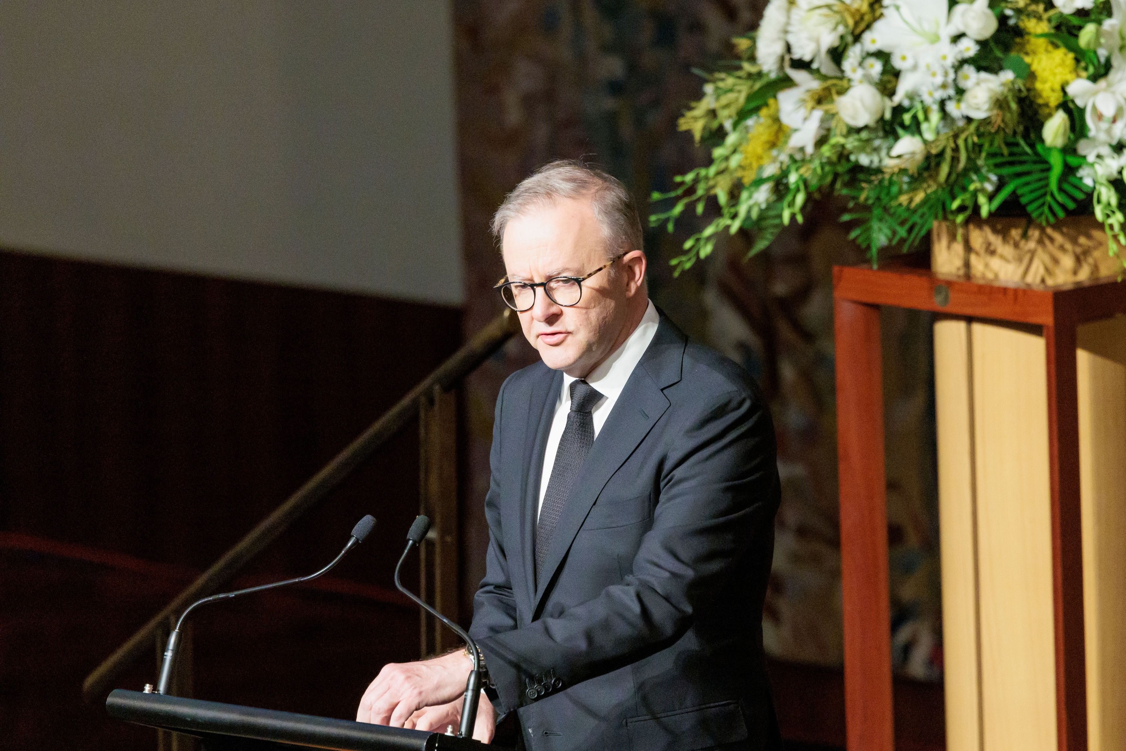 Australian Prime Minister Anthony Albanese attends the national memorial service for Queen Elizabeth II in Canberra, Australia, on September 22, 2022. Credit: Wirestock Creators/Shutterstock