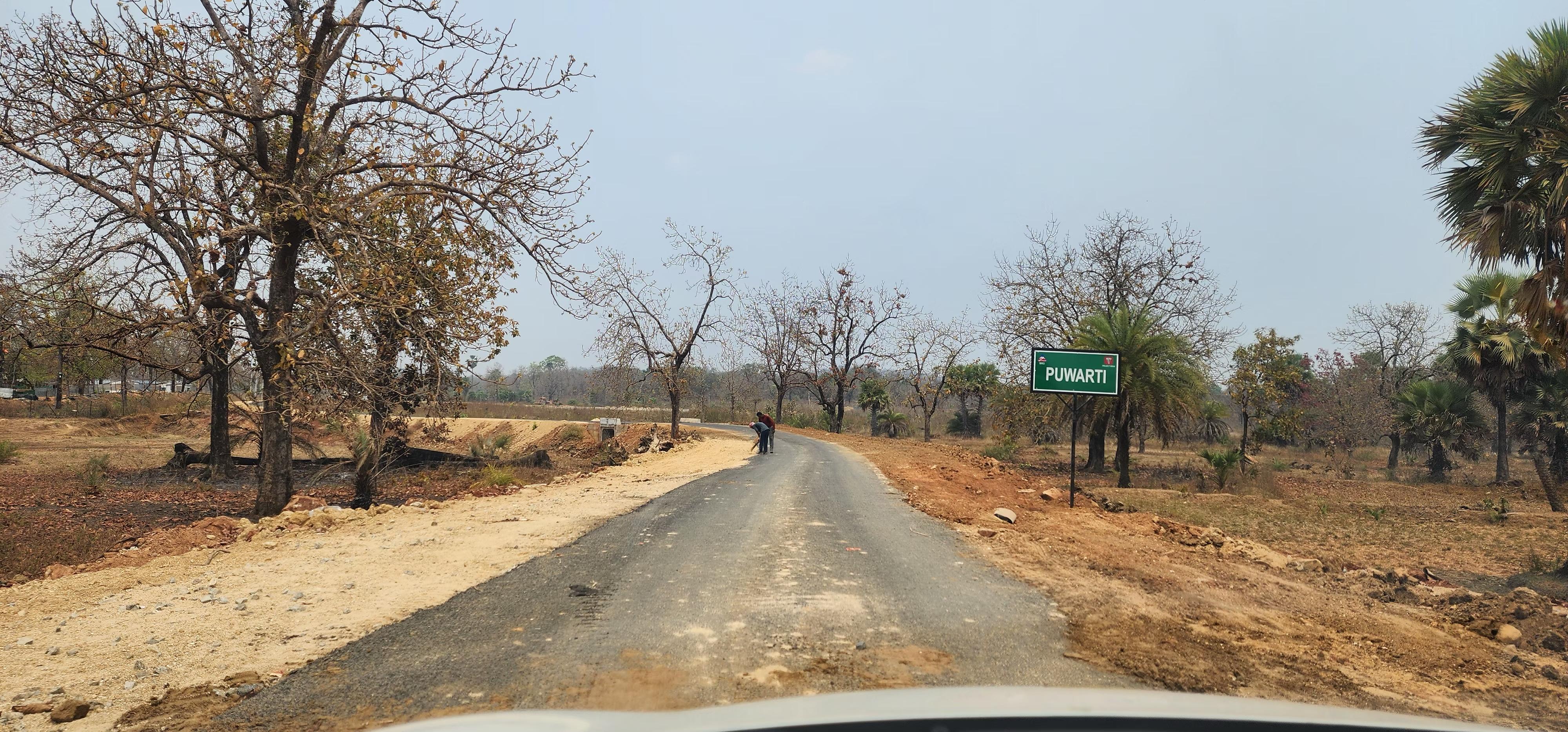An under-construction road leading to Puwarti, the village of top Maoist leader Hidma, in Sukma district of Chhattisgarh. The government has taken up road construction on a war footing with the help of police and paramilitary forces.